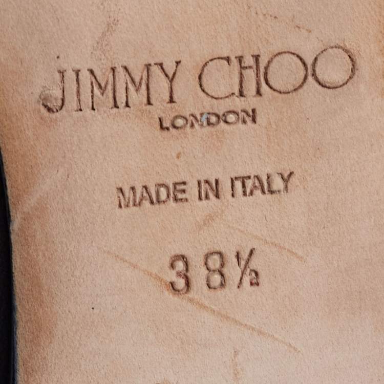 Pre Owned Jimmy Choo Black Patent and Leather Gamble Crisscross Ballet Flats Size 38.5