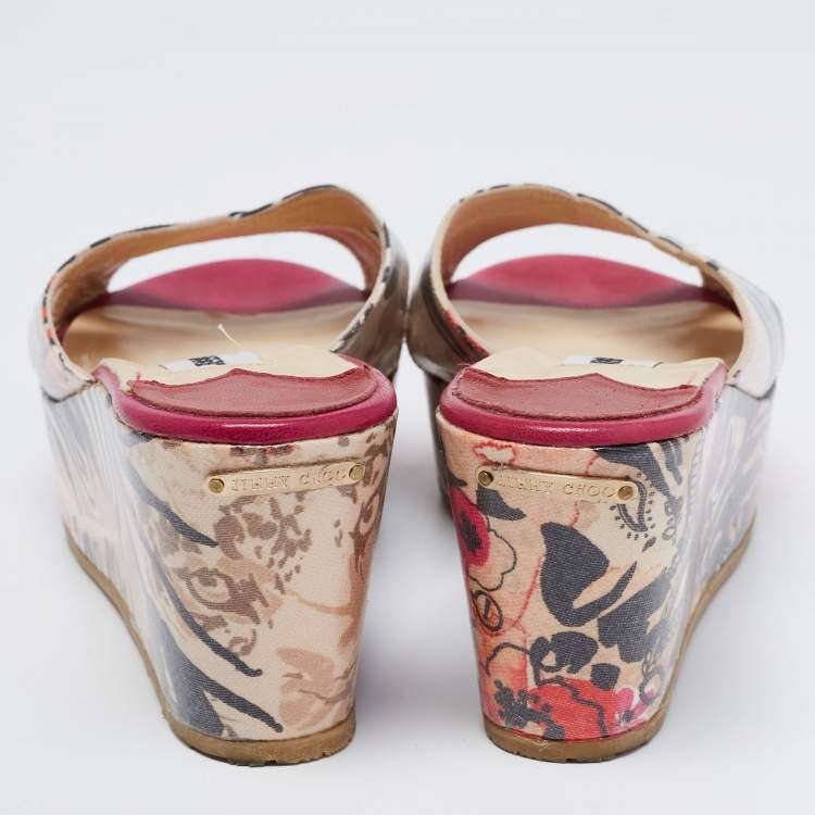 Pre Owned Jimmy Choo Multicolor Leather Slide Sandals Size 37