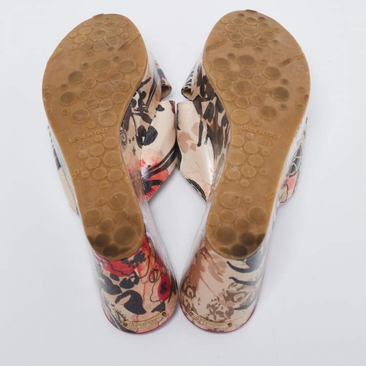 Pre Owned Jimmy Choo Multicolor Leather Slide Sandals Size 37