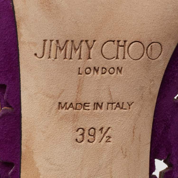 Pre Owned Jimmy Choo Purple Suede Laser Cut Star Romy Pumps Size 39.5