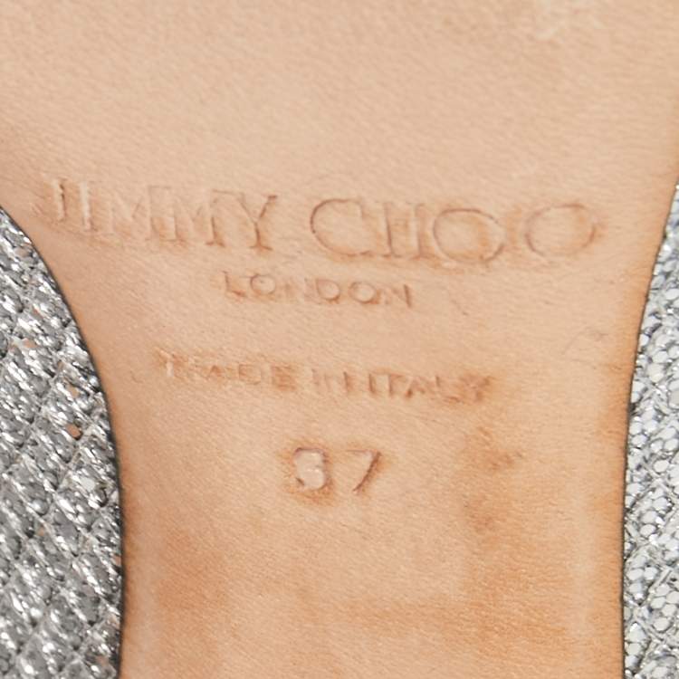 Pre Owned Jimmy Choo Silver Lurex Fabric Romy Pumps Size 37