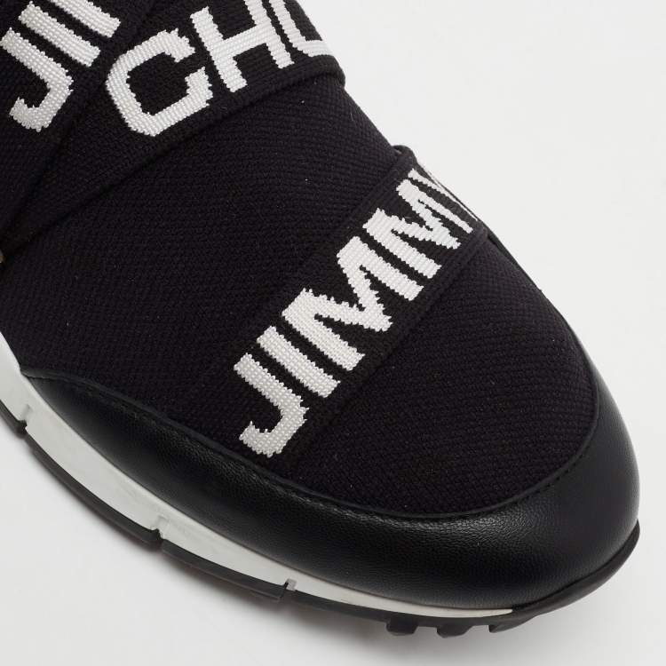 Pre Owned Jimmy Choo Black Fabric And Leather  Slip On Sneakers Size 39