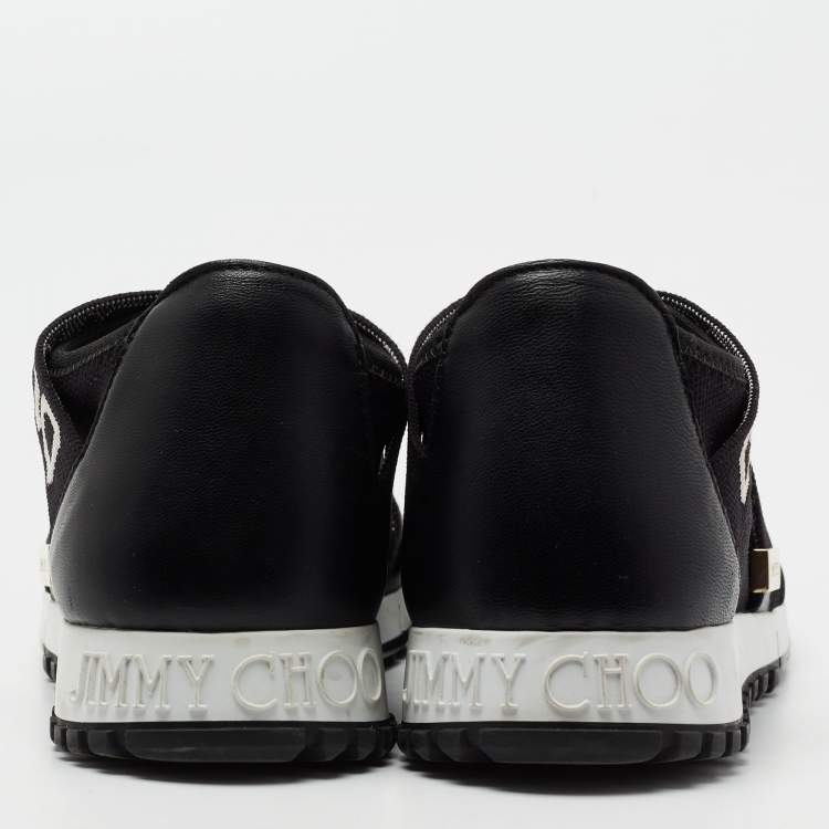 Pre Owned Jimmy Choo Black Fabric And Leather  Slip On Sneakers Size 39