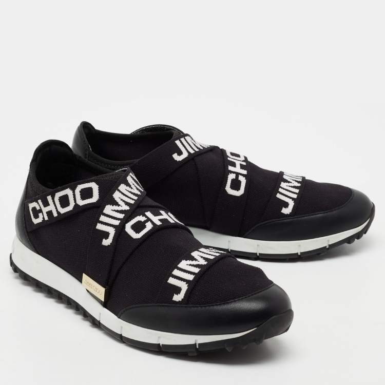 Pre Owned Jimmy Choo Black Fabric And Leather  Slip On Sneakers Size 39