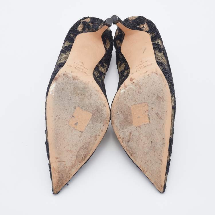 Pre Owned Jimmy Choo Black Lace Love Pointed Toe Pumps Size 36