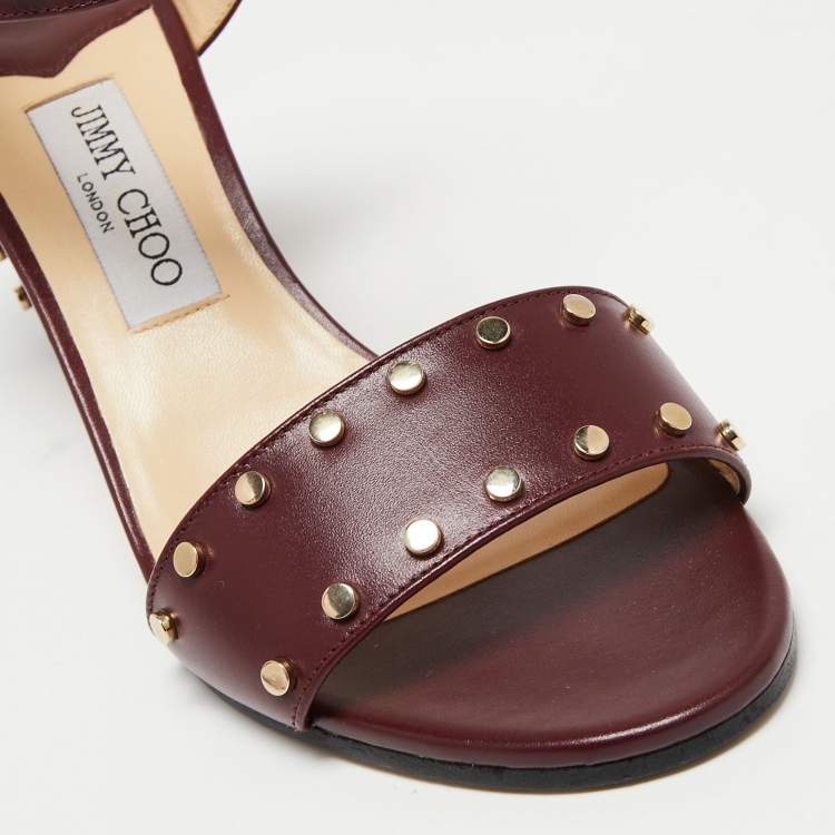 Pre Owned Jimmy Choo Burgundy Leather Veto  Sandals Size 39