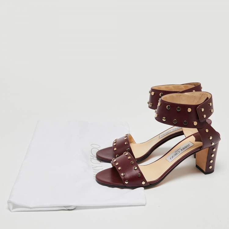 Pre Owned Jimmy Choo Burgundy Leather Veto  Sandals Size 39