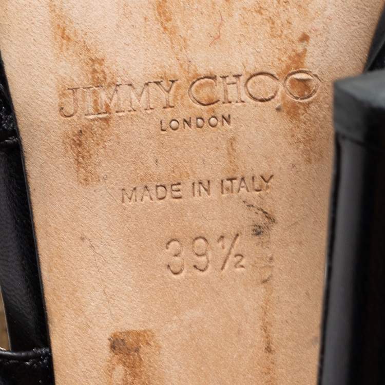 Pre Owned Jimmy Choo Black Leather Glenys Gladiator Platform Sandals Size 39.5