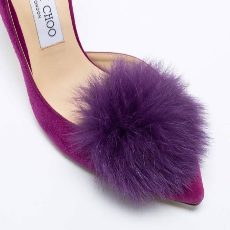 Pre Owned Jimmy Choo Purple Suede And Fur Rosa D'orsay Pumps Size 38