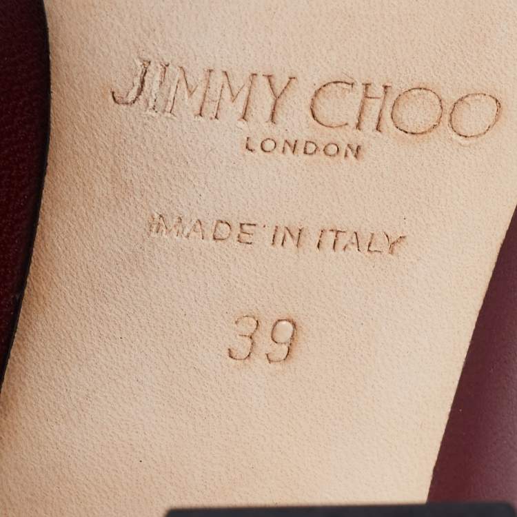 Pre Owned Jimmy Choo Dark Red Leather Billie Round Toe Block Heel Pumps Size 39