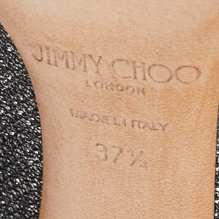 Pre Owned Jimmy Choo Metallic Grey Lamé Fabric Romy Pumps Size 37.5