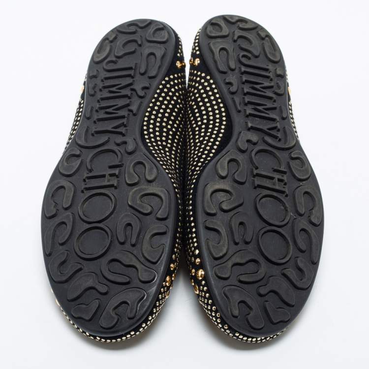مملوكة مس�بقًا Jimmy Choo Black Suede Welda Studded Ballet Flats Size 38