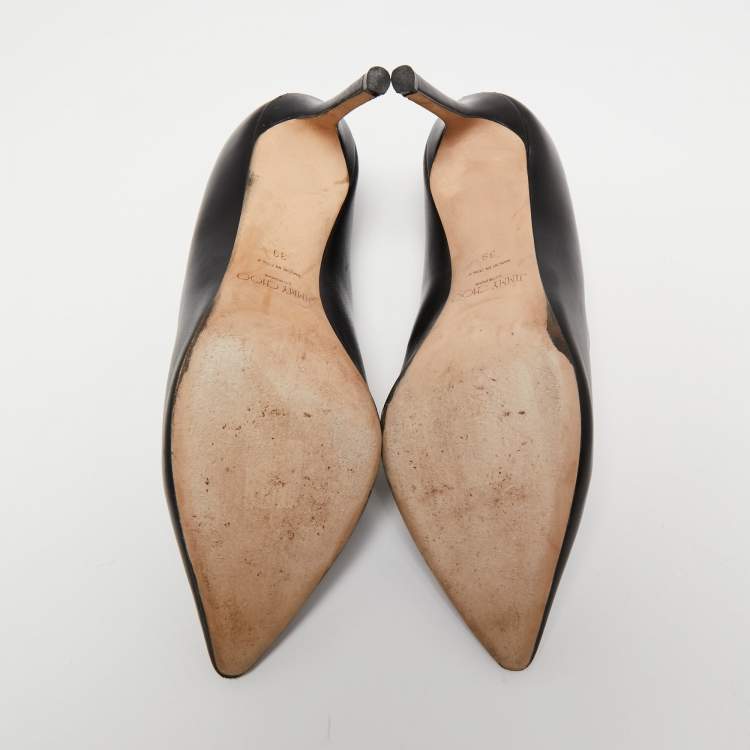Pre Owned Jimmy Choo Black Leather Romy  Pumps Size 39