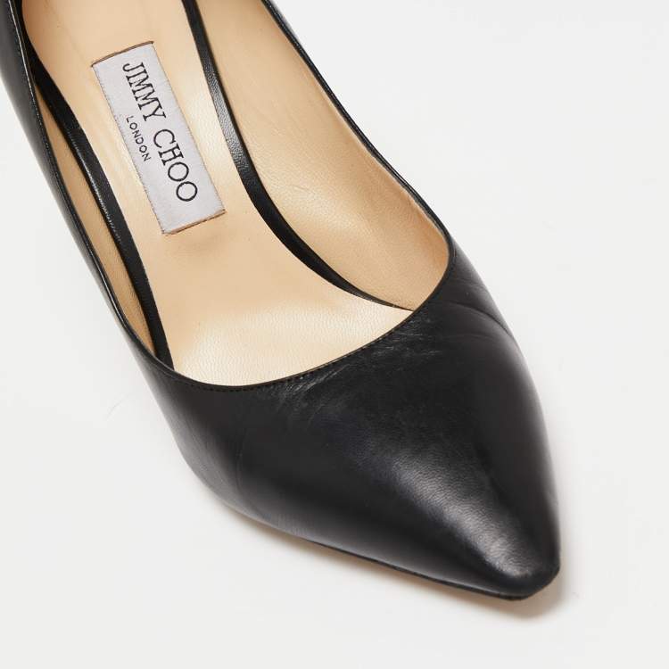 Pre Owned Jimmy Choo Black Leather Romy  Pumps Size 39