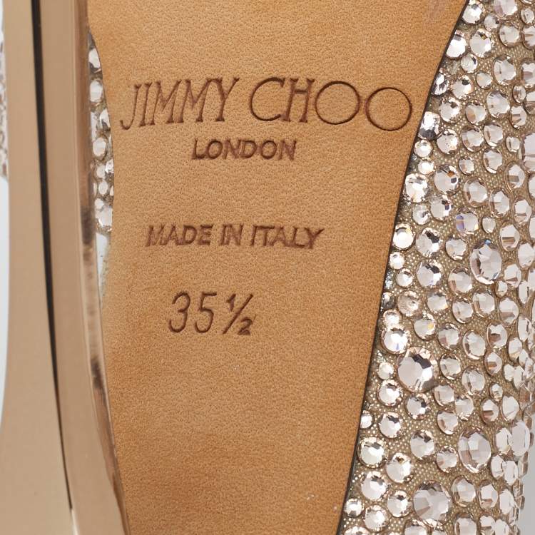 Pre Owned Jimmy Choo Beige Suede Crystal Embellished D'Orsay Pumps Size 35.5