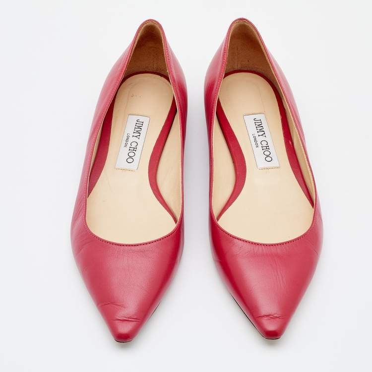 Pre Owned Jimmy Choo Blush Pink leather Love Pointed Toe Ballet Flats Size 38