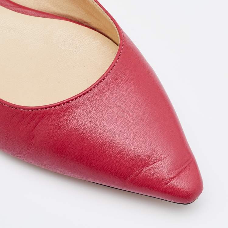 Pre Owned Jimmy Choo Blush Pink leather Love Pointed Toe Ballet Flats Size 38