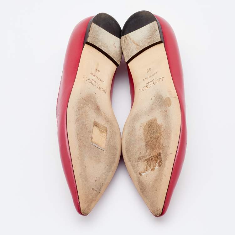 Pre Owned Jimmy Choo Blush Pink leather Love Pointed Toe Ballet Flats Size 38