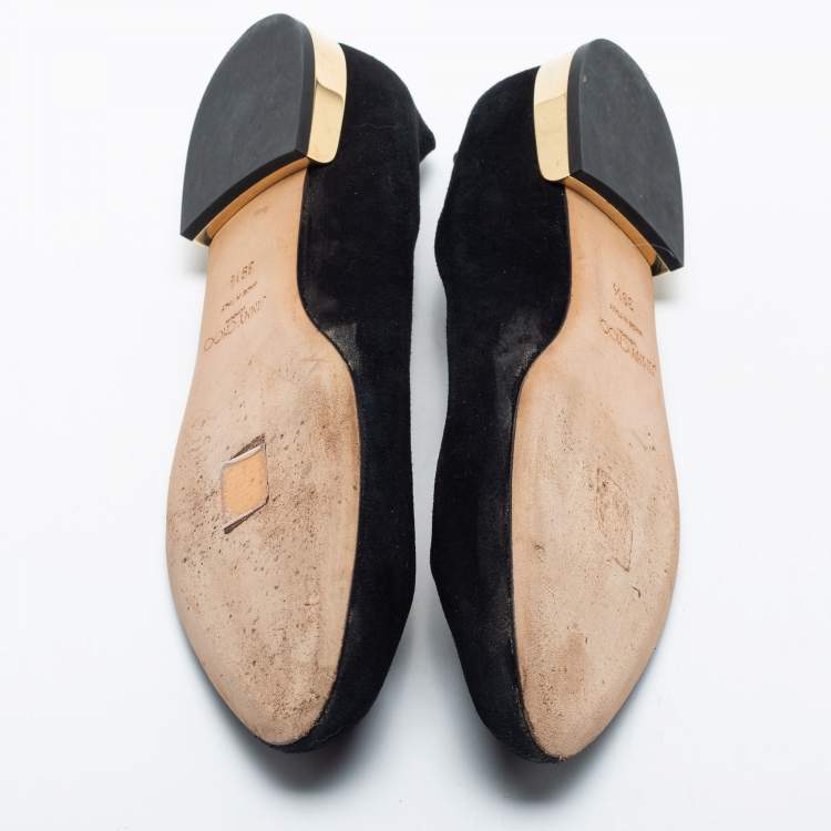 Pre Owned Jimmy Choo Black Suede Ballet Flats 39.5