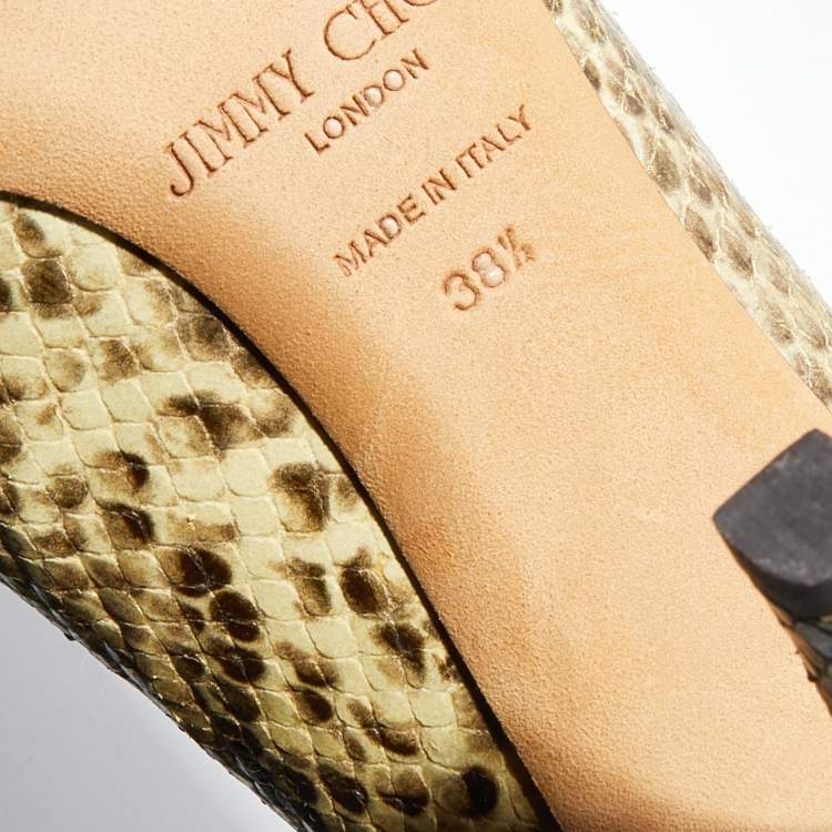 Pre Owned Jimmy Choo Beige/Brown Python Embossed Leather Anouk Pumps Size 38.5