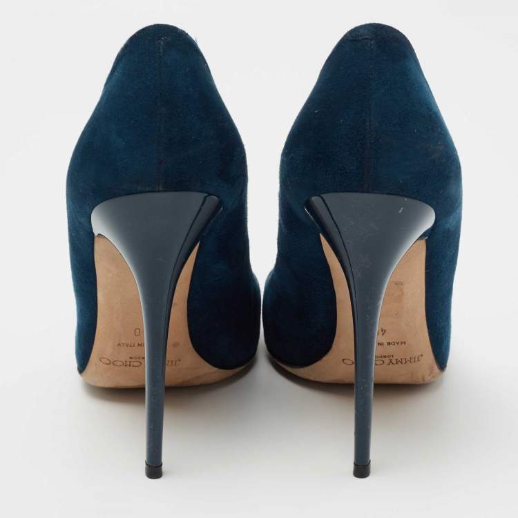 Pre Owned Jimmy Choo Blue Suede Romy  Pumps Size 40 