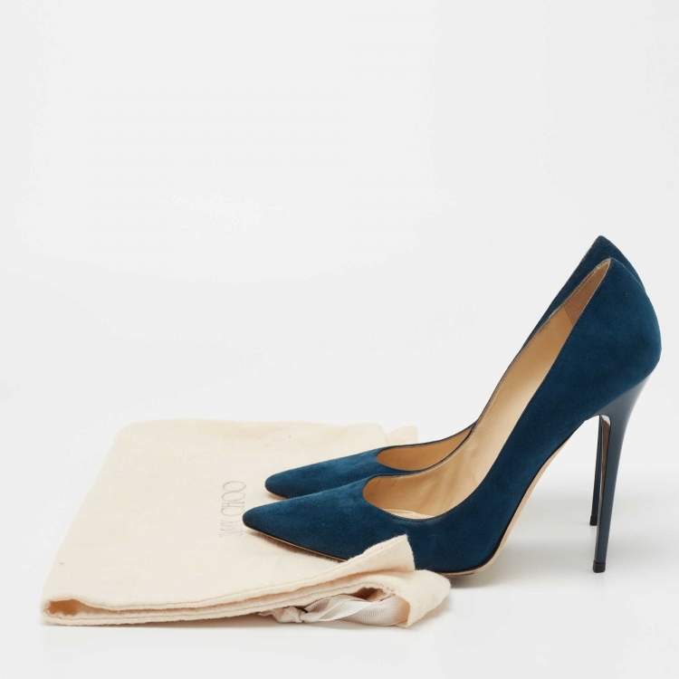Pre Owned Jimmy Choo Blue Suede Romy  Pumps Size 40 