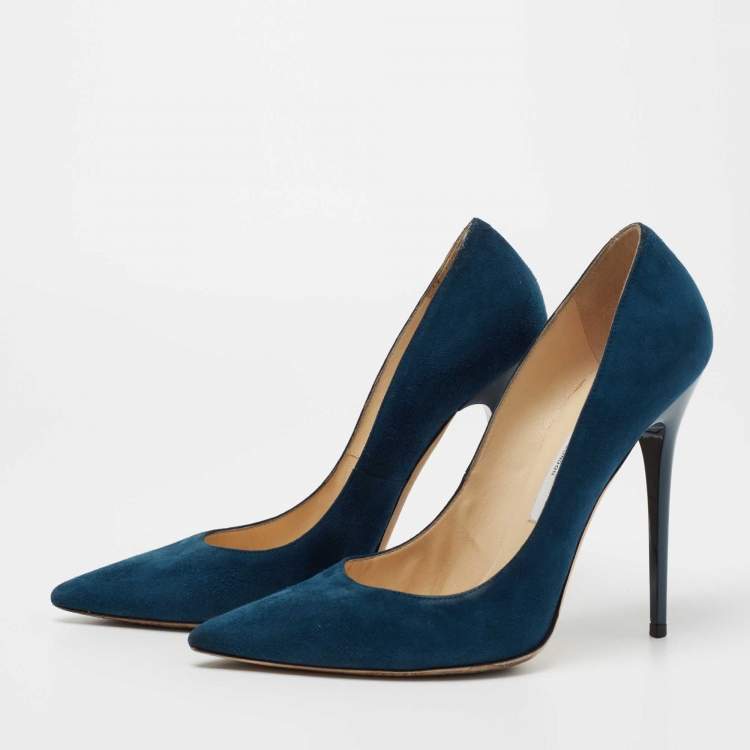 Pre Owned Jimmy Choo Blue Suede Romy  Pumps Size 40 