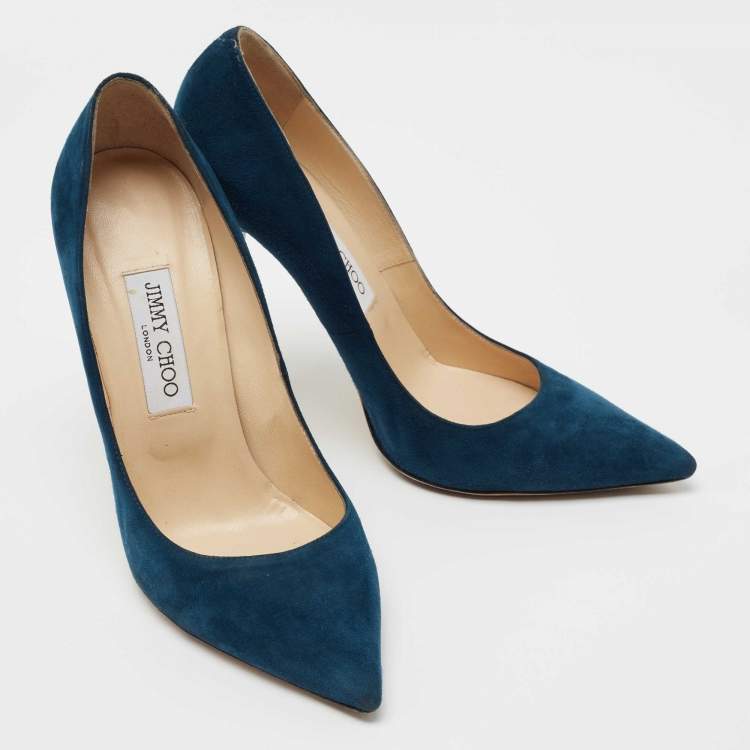 Pre Owned Jimmy Choo Blue Suede Romy  Pumps Size 40 