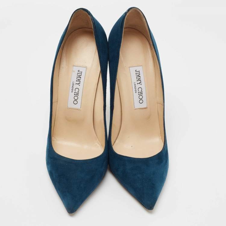 Pre Owned Jimmy Choo Blue Suede Romy  Pumps Size 40 