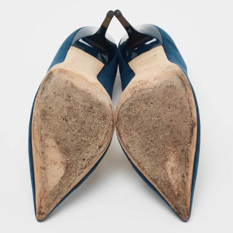 Pre Owned Jimmy Choo Blue Suede Romy  Pumps Size 40 