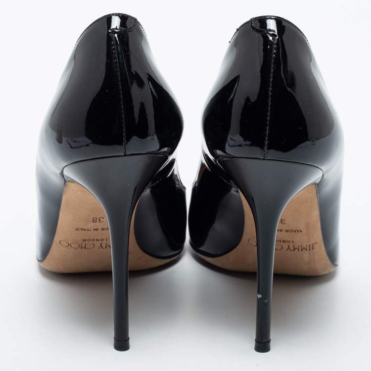 Pre Owned Jimmy Choo Black Patent Leather Romy  Pumps Size 38