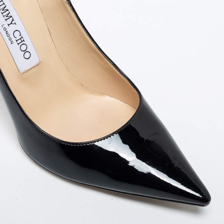 Pre Owned Jimmy Choo Black Patent Leather Romy  Pumps Size 38