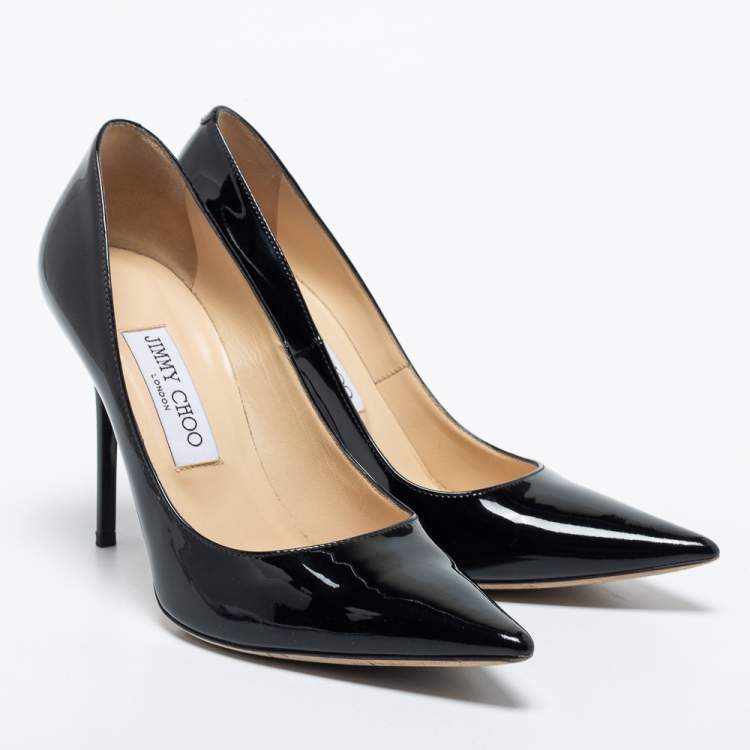 Pre Owned Jimmy Choo Black Patent Leather Romy  Pumps Size 38
