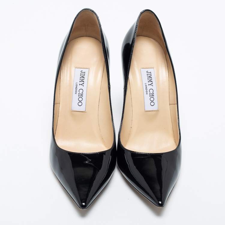 Pre Owned Jimmy Choo Black Patent Leather Romy  Pumps Size 38