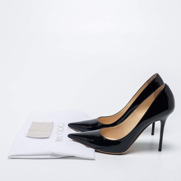 Pre Owned Jimmy Choo Black Patent Leather Romy  Pumps Size 38