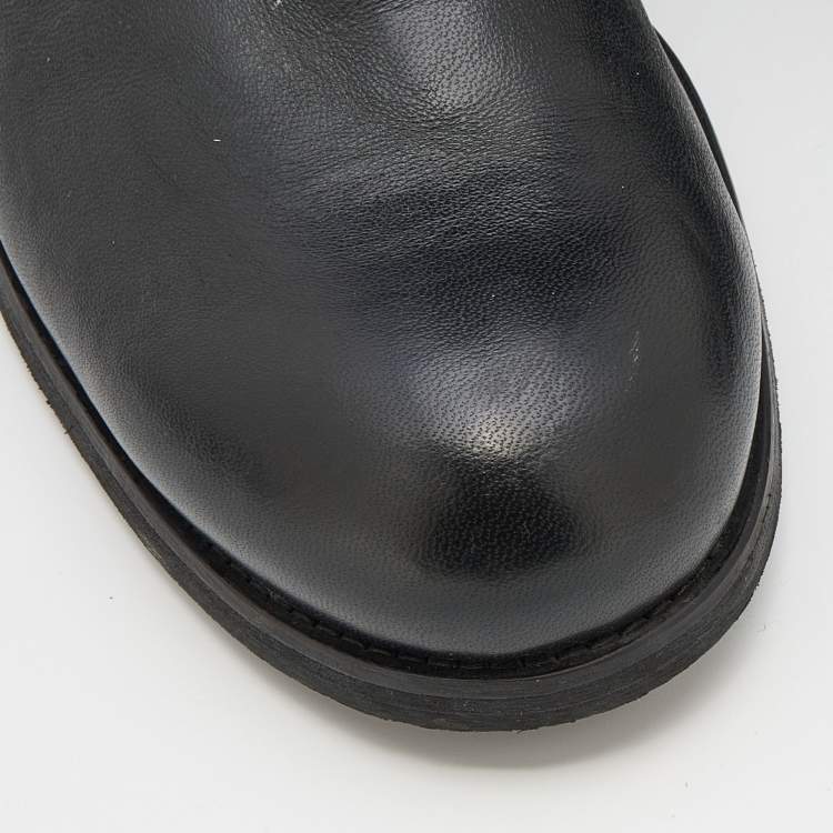 مملوكة مسبقًا Jimmy Choo Black Leather Ankle Length Boots Size 41.5