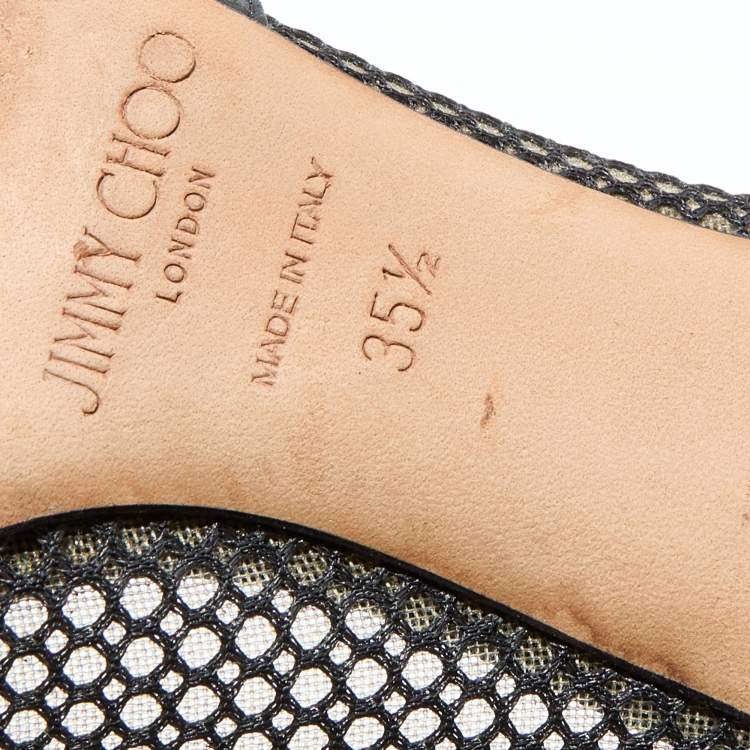 Pre Owned Jimmy Choo Black Leather and Mesh Love Pointed Toe Pumps Size 35.5
