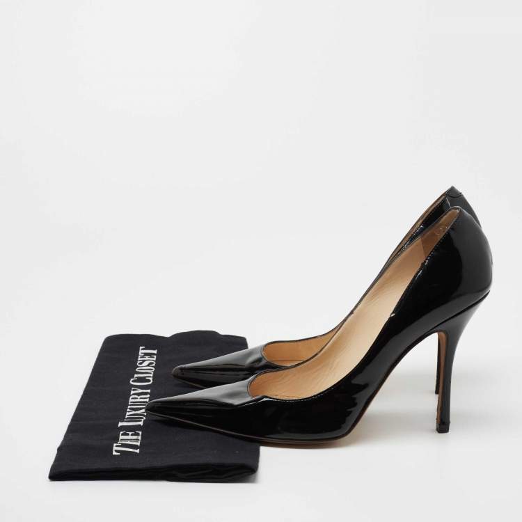 Pre Owned Jimmy Choo Black Patent Leather Love Pumps Size 40.5