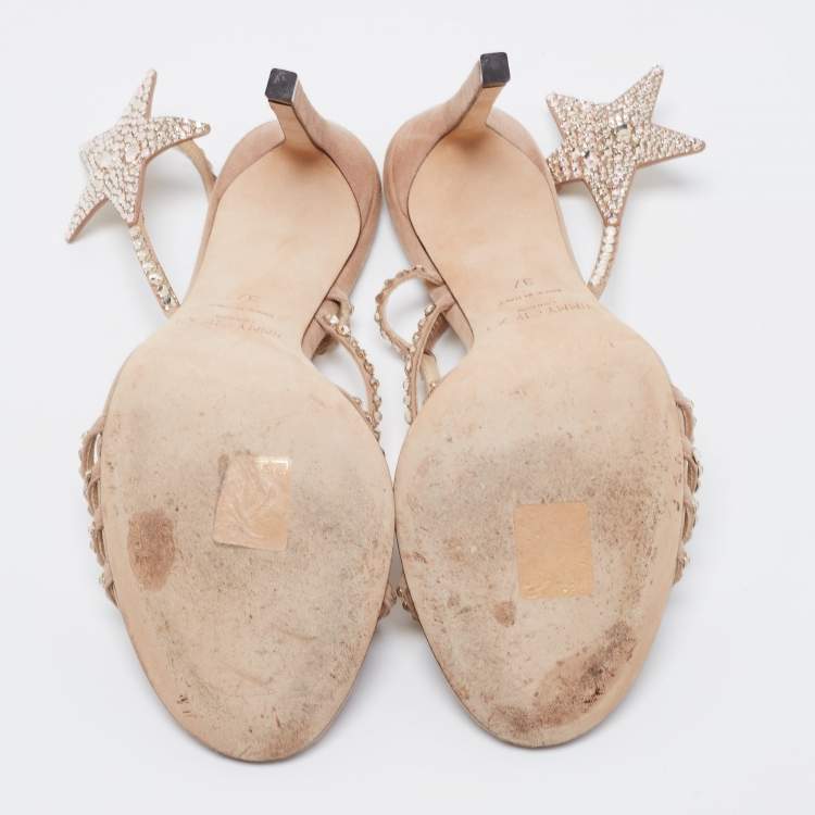 Pre Owned Jimmy Choo Beige Suede Lynne Sandals Size 37