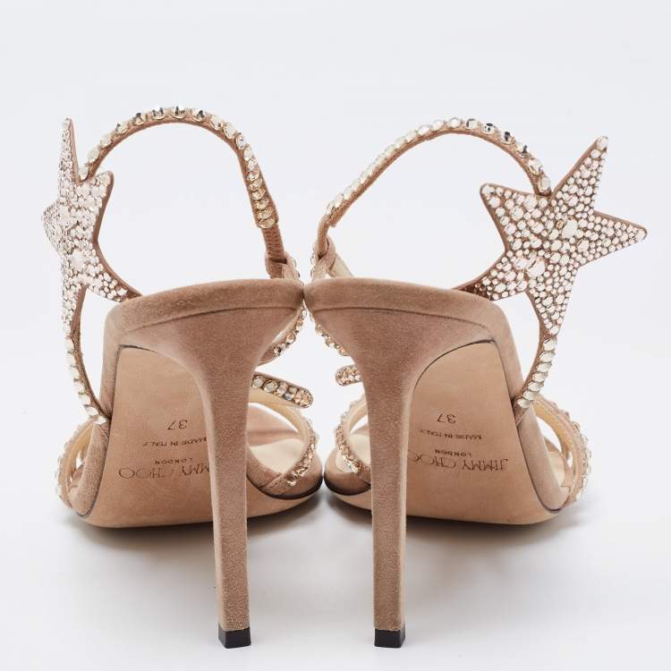 Pre Owned Jimmy Choo Beige Suede Lynne Sandals Size 37