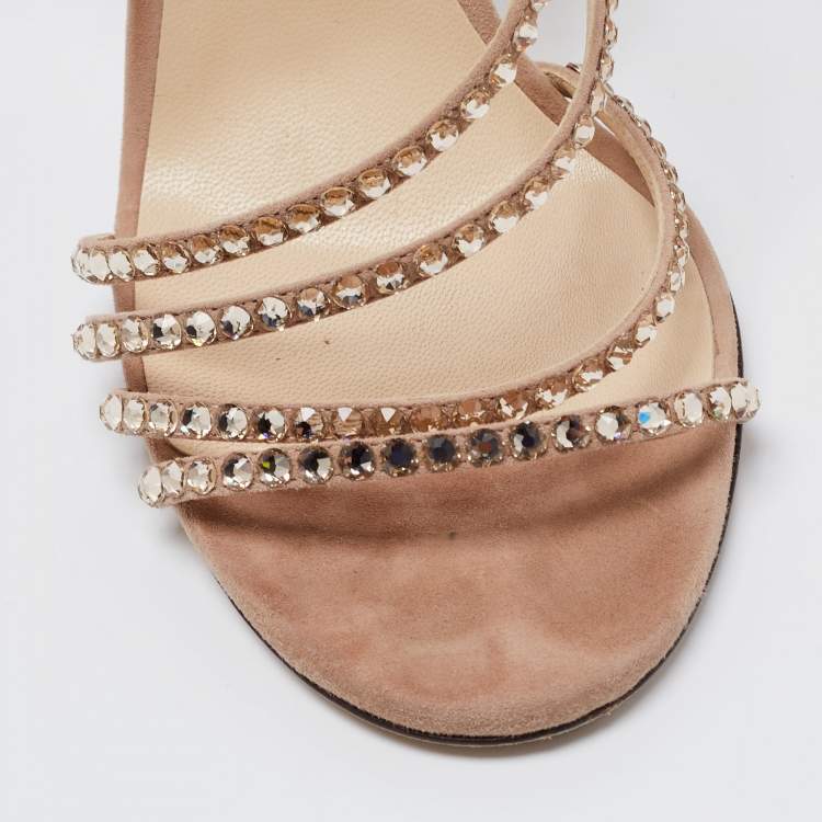 Pre Owned Jimmy Choo Beige Suede Lynne Sandals Size 37