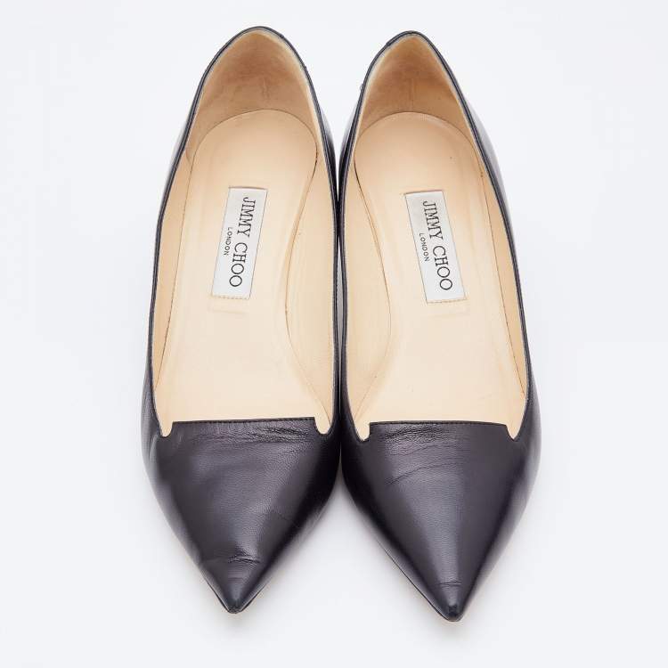Pre Owned Jimmy Choo Black Leather Avril Pumps Size 39.5