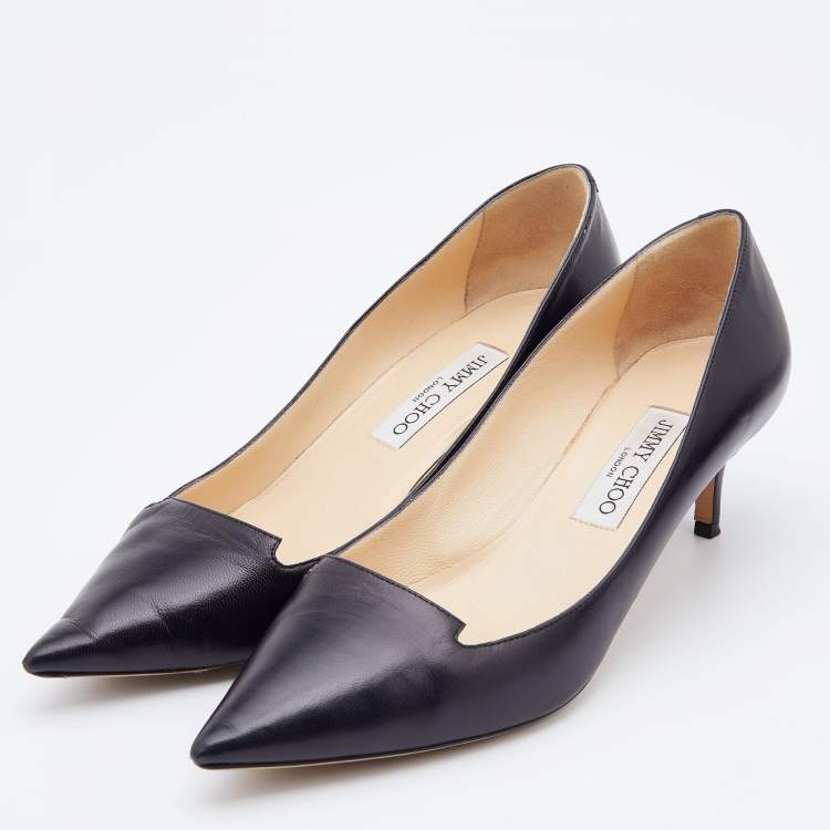 Pre Owned Jimmy Choo Black Leather Avril Pumps Size 39.5