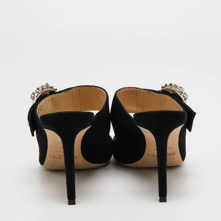 Pre Owned Jimmy Choo Black Suede Saf Slide Sandals Size 38