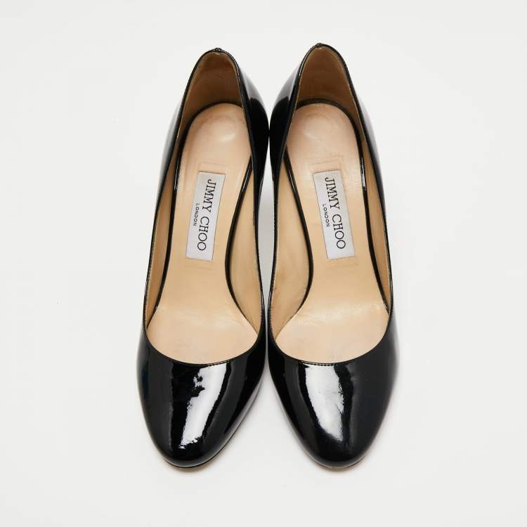 Pre Owned Jimmy Choo Black Patent Leather  Pumps Size 37.5