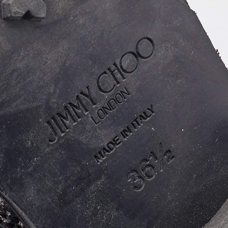 Pre Owned Jimmy Choo Metallic Silver Leather Dawson Ankle Boots Size 36.5