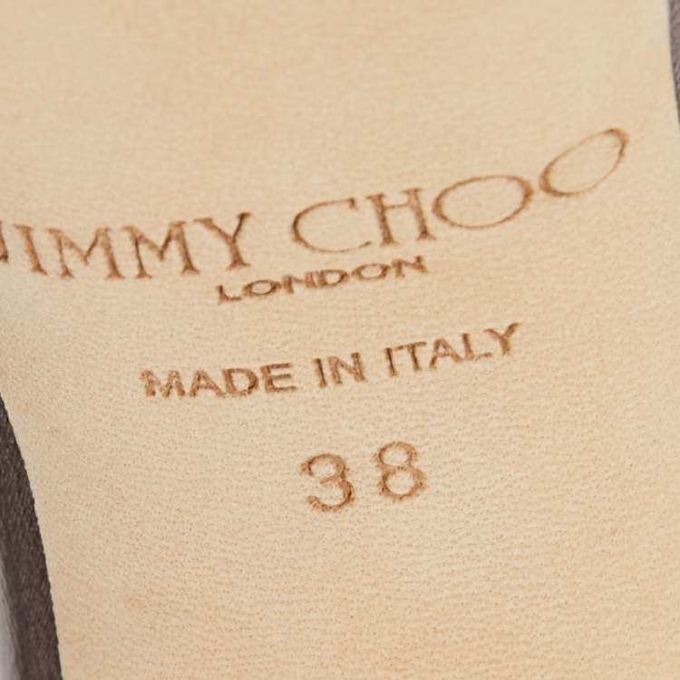 Pre Owned Jimmy Choo Metallic Bronze/Sliver Glitter Misty Sandals Size 38