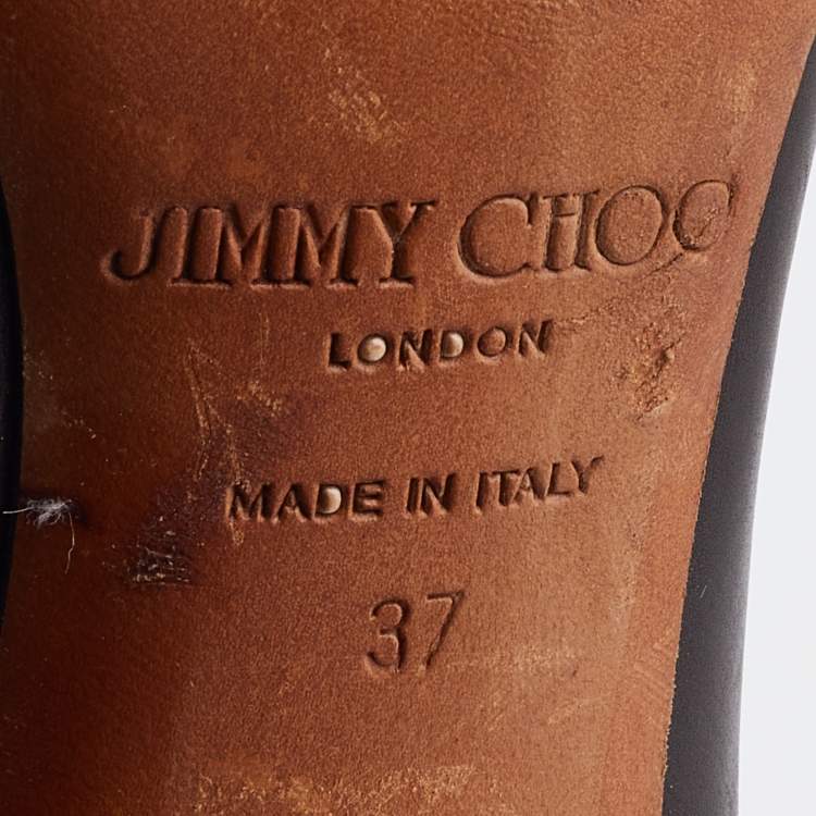 Pre Owned Jimmy Choo Dark Brown Leather Ankle Length Boots Size 37