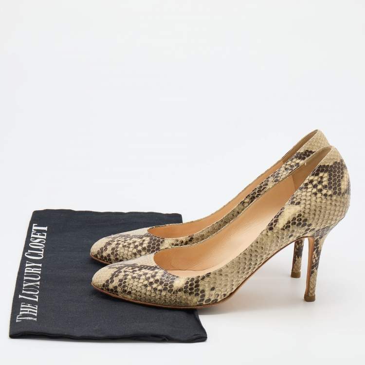 Pre Owned Jimmy Choo Multicolor Snakeskin Embossed Leather Pumps Size 39