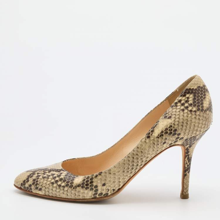 Pre Owned Jimmy Choo Multicolor Snakeskin Embossed Leather Pumps Size 39